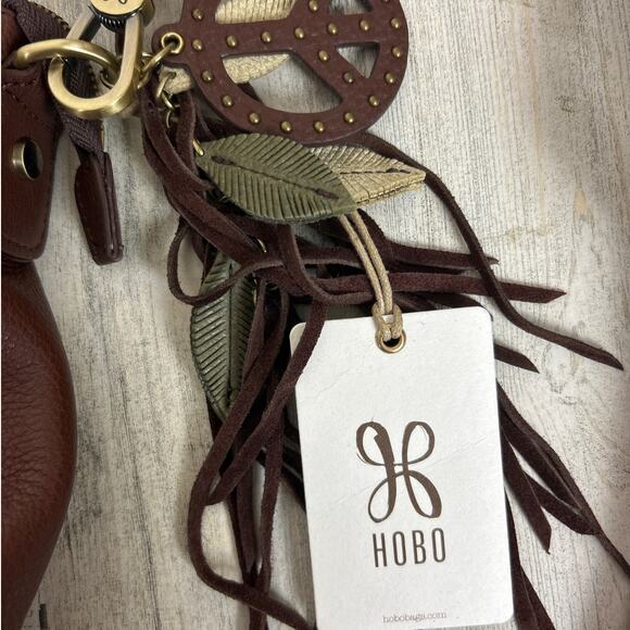 Hobo Sheila Medium Brown Leather Mixed Media Shoulder Bag Boho Purse New - Picture 7 of 9
